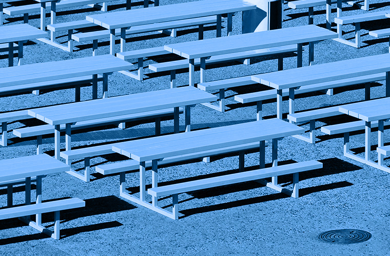 vacant picnic tables